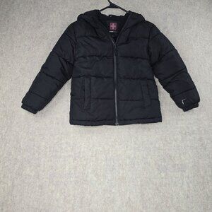 SwissTech Kids Puffer Jacket Black Hooded S (6-7) Polyester
